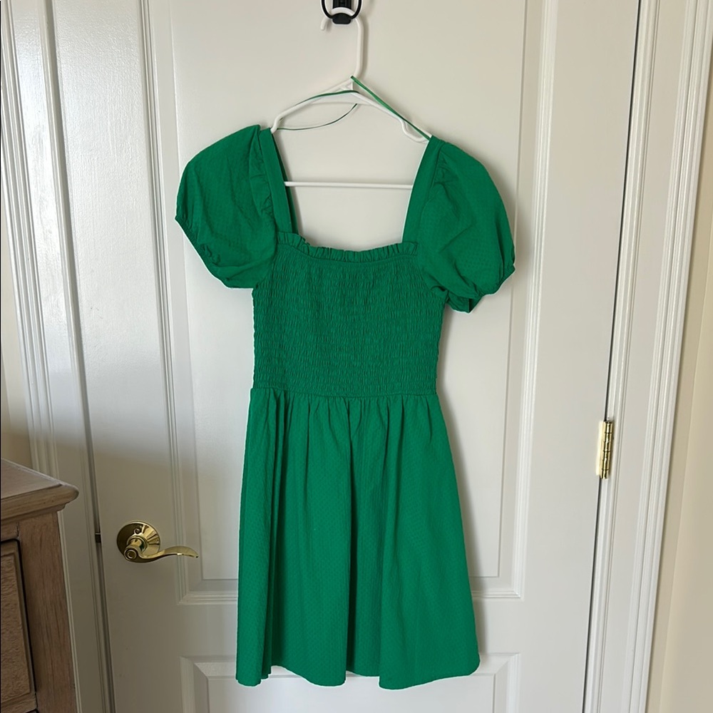 Green Puff Sleeve Dress